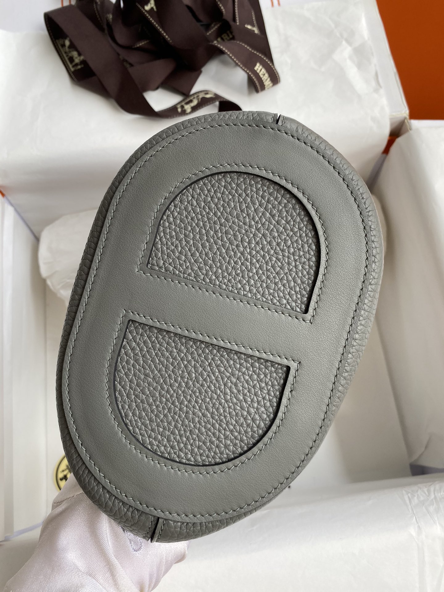 Hermes In The Loop 18 Bag In Gris Meyer Clemence Leather